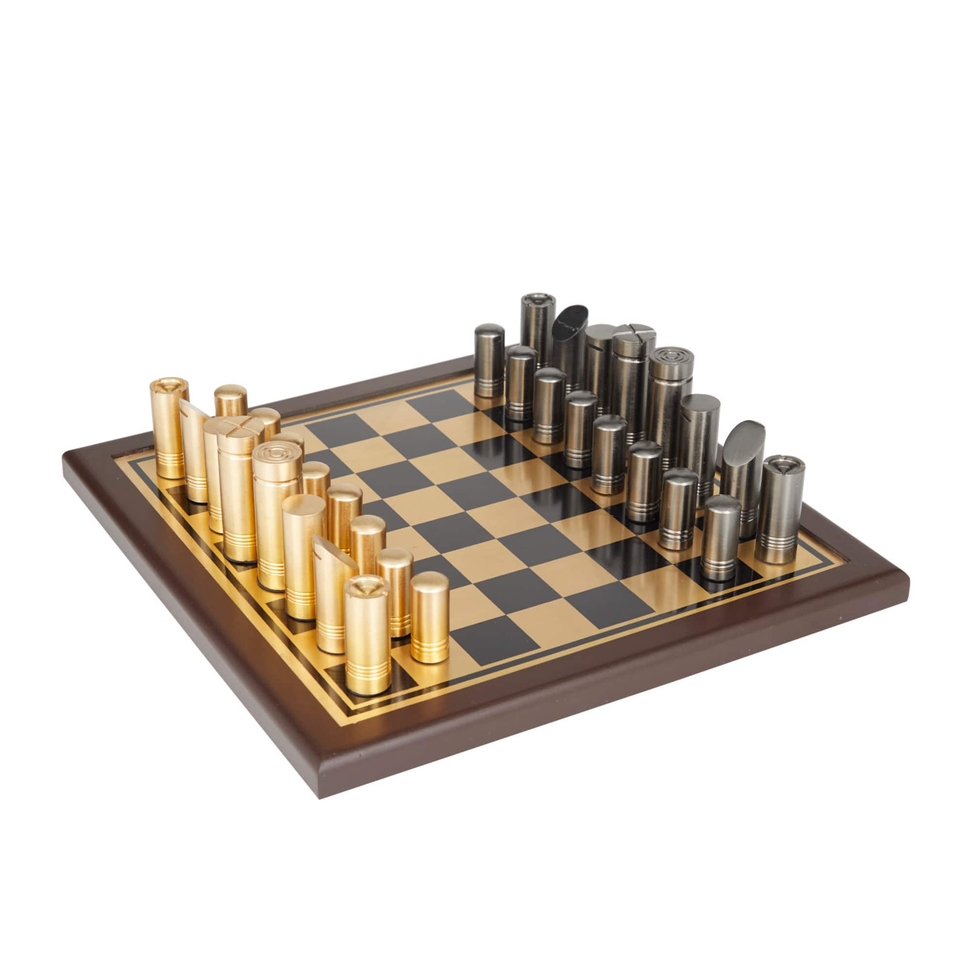 Gold Aluminum Contemporary Game Set, 14" x 14" x 4"